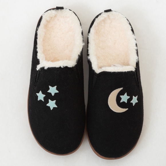 Spenco comfy slippers felted novelty Evie style black moon & stars orthotic 8.5W - Picture 2 of 11